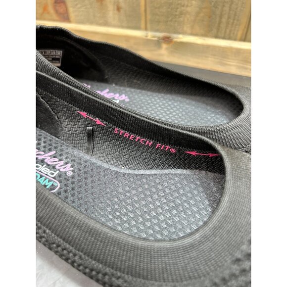 Skechers Womens Black Air-Cooled Memory Foam Stretch Fit Slip-On Flats Size 7 - Picture 2 of 9